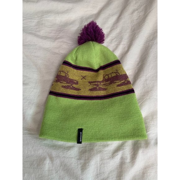 Space craft vintage style invaders neon lime beanie cap - Picture 3 of 7